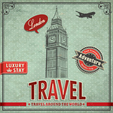 Vintage Big Ben Travel Vacation Poster