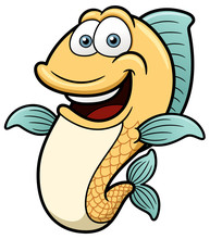 Vector Illustration Of Cartoon Happy Fish