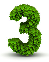 Number 3, green leaves font