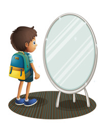 Wall Mural - A boy facing the mirror