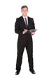 © Andrey Popov - Happy businessman holding clipboard