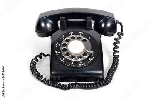 Obraz w ramie isolated vintage telephone on white background
