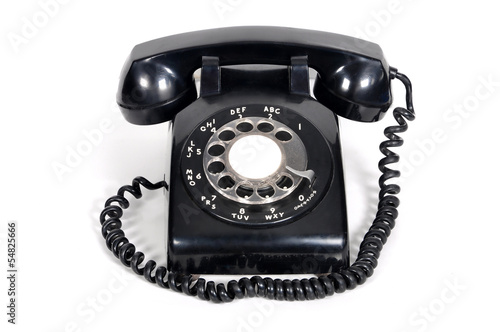 Naklejka - mata magnetyczna na lodówkę isolated vintage telephone on white background