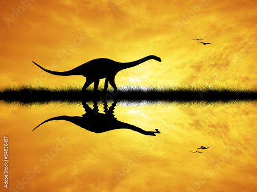 Fotoboard na płycie Sylwetka dinozaurów
