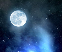 Night Sky With Stars,nebula And Moon