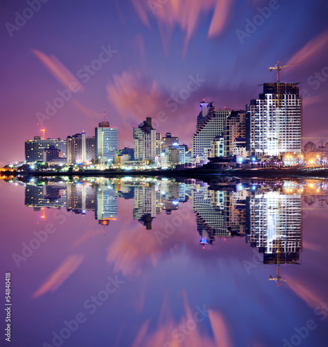 Board z aluminiowym obramowaniem Tel aviv cityscape