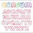 Condom alphabet. Condom letters.