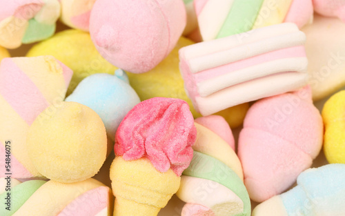 Fototapeta na wymiar Different colorful marshmallow.