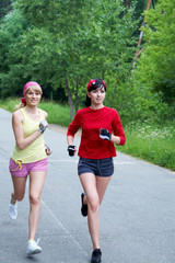 Two running woman