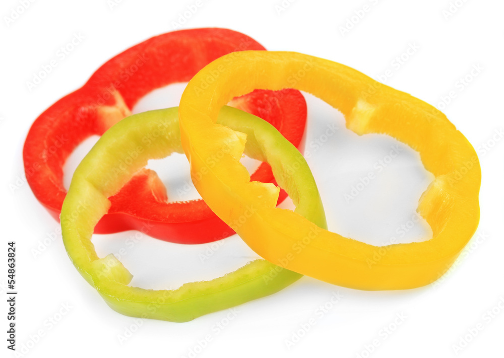 Fresh pepper slices isolated on white