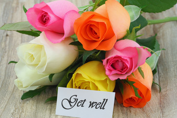 Wall Mural - Get well card with colorful roses