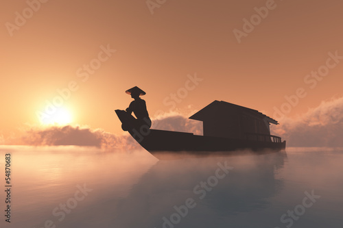 Nowoczesny obraz na płótnie Chinese boat.