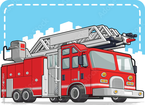 Naklejka - mata magnetyczna na lodówkę Red Fire Truck or Fire Engine
