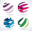 set of 3d  abstract globe icons