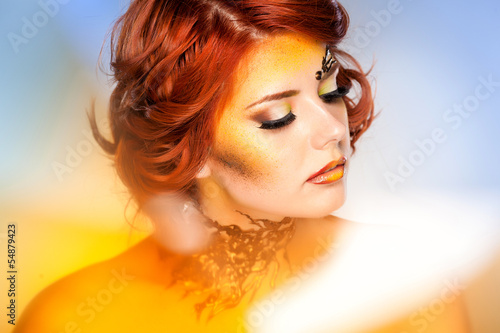 Plakat na zamówienie pretty woman with beautiful fantasy make-up - beauty shot