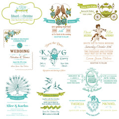 Wall Mural - Wedding Vintage Invitation Collection - for design, scrapbook