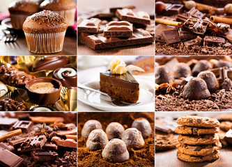 Wall Mural - collage of various chocolate products