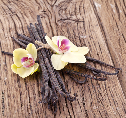 Obraz w ramie Vanilla sticks with a flower.