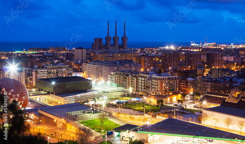 Plakat na papierze fotorealistycznym Panoramiczny widok nocny Barcelony