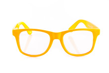 Yellow  Glasses On White Background.