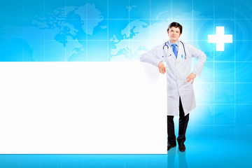 Wall Mural - Doctor with blank banner