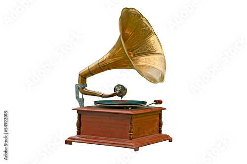 Fotografía Old gramophone on white background
