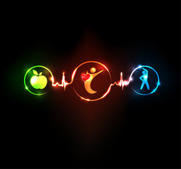 Wall Mural - Healty heart concept. Diet and fitness leads to healthy heart