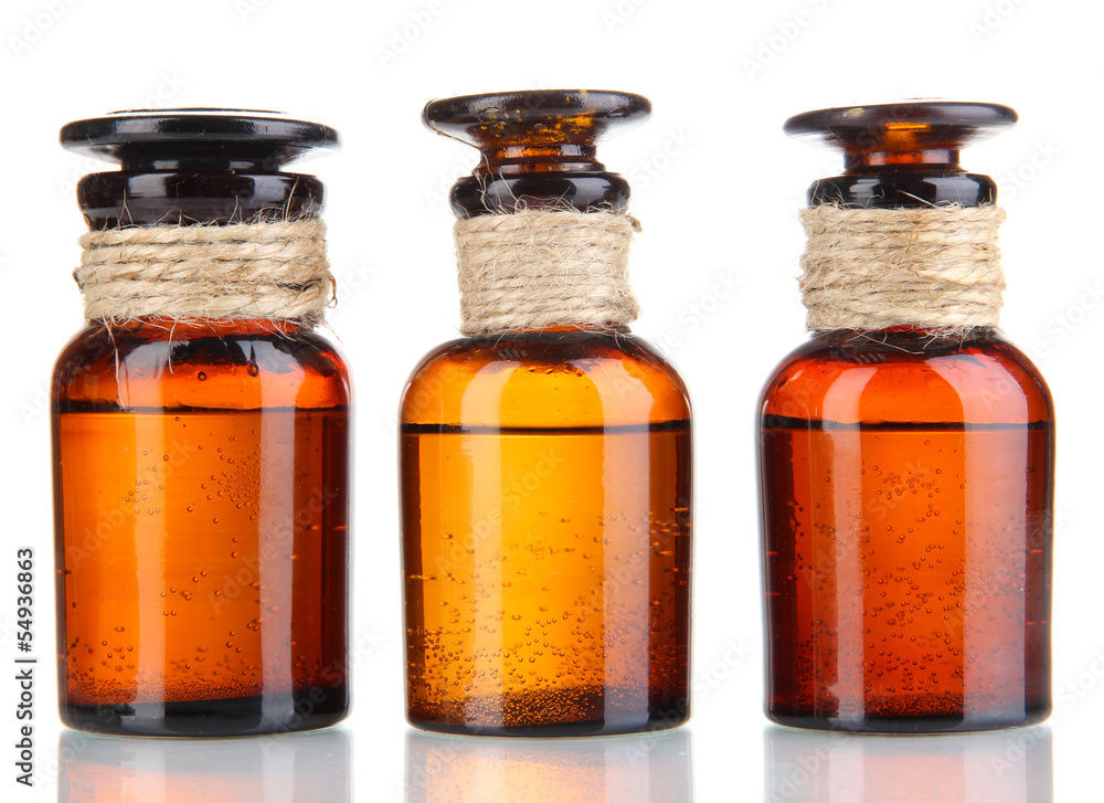 Medicine bottles isolated on white