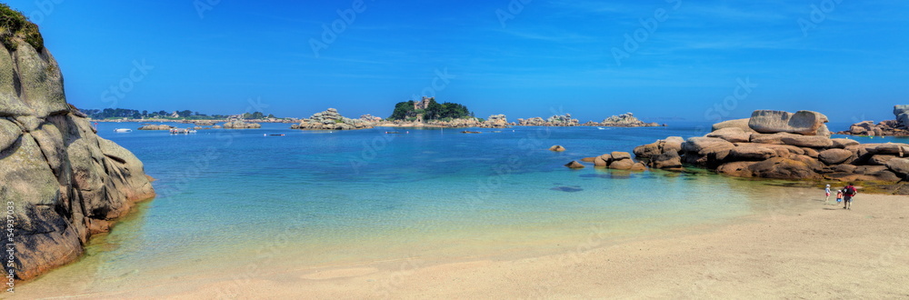 Panoramique De La Plage De Perros Guirec Bretagne Fototapety Panoramique De La Plage De Perros Guirec Bretagne Fototapety