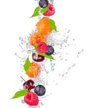 Fresh Fruit In Water Splash