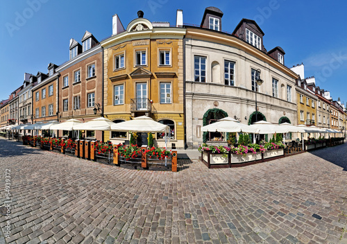 Board z aluminiowym obramowaniem Rynek nowego miasta w warszawie -stitched panorama