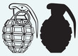 Image of an manual grenade isolated on blue background
