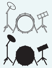 Wall Mural - Drums isolated on blue background