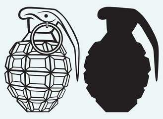Wall Mural - Image of an manual grenade isolated on blue background
