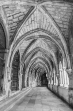 Ancient Gothic Cloister In Black And White