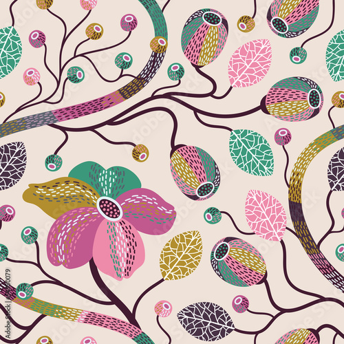 Naklejka dekoracyjna Seamless floral pattern