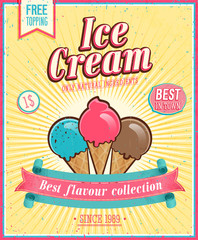 Poster - Vintage Ice Cream Poster. Vector illustration.