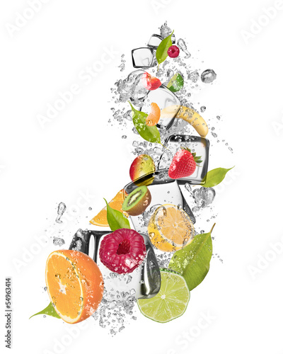 Fototapeta do kuchni Ice fruit on white background