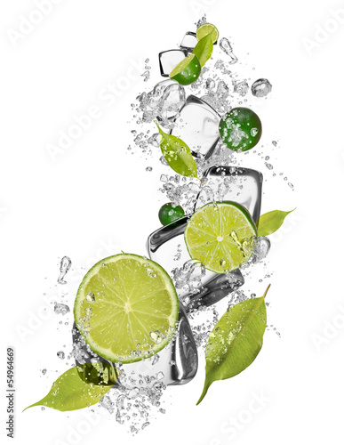 Obraz w ramie Ice limes on white background