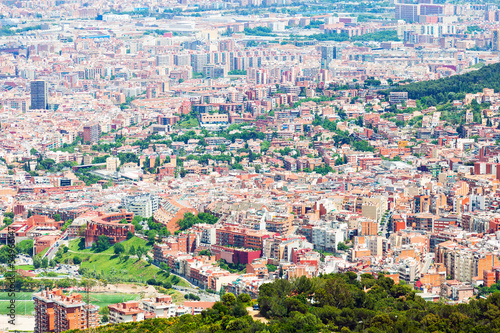 Plakat na papierze fotorealistycznym Barcelona city from mount in day