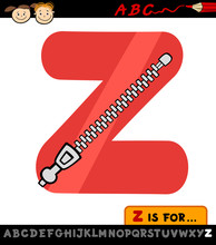 Letter Z With Zipper Cartoon Illustration