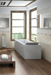 Modern luxury bathroom interior with design bathtub and bench