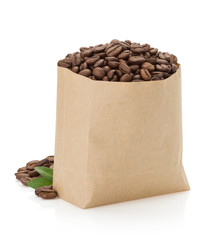 Poster - coffee beans on white background