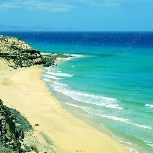 Board z aluminiowym obramowaniem Plaża butihondo w fuerteventura, Wyspy Kanaryjskie, Hiszpania