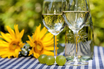 Canvas Print - wine and sunflowers