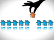 Hand Silhouette choosing & Buying Dream Home house Concept
