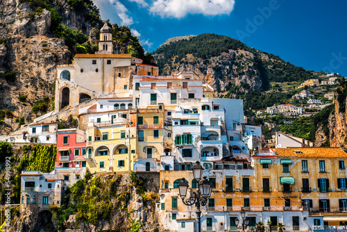 Plakat na papierze fotorealistycznym Widok amalfi, Włochy
