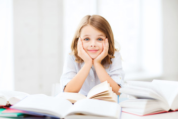 Sticker - student girl studying at school