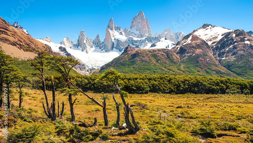 Board z aluminiowym obramowaniem Piękny krajobraz z mt fitz roy w Patagonii, Ameryka Południowa