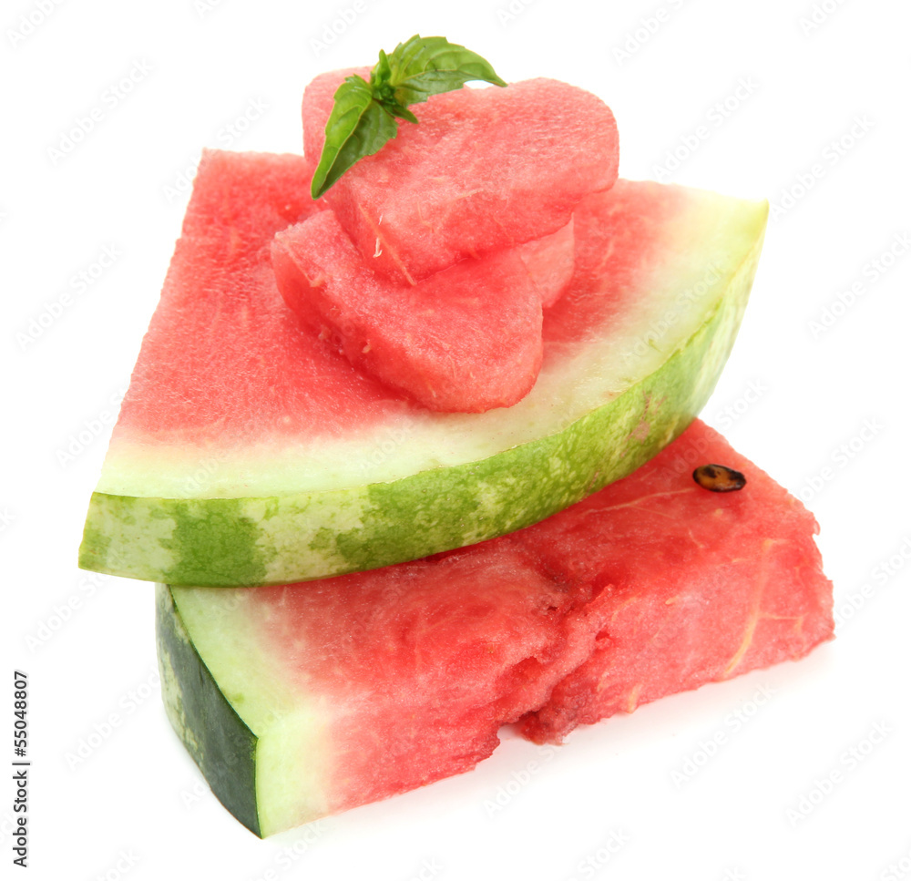 Fresh ripe watermelon isolated on white